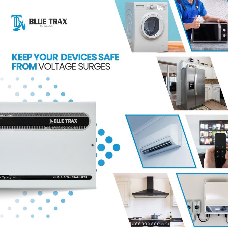Image of BLUETRAX 4 KVA 3200W Voltage Stabilizer | 130V-300V | Copper Automatic Hanging Digital Multipurpose | For All Inverter & Non-Inverter up to 1.5 Ton AC | ISI Certified | 10 Years Warranty