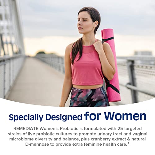 Remediate Women's Probiotic, 120 Billion Cfu For Ultra Feminine Health Care, With Organic Cranberry & Natural D-Mannose, Vaginal & Ut Health, Immune & Digestive Support, 30 Delayed Release Caps #TOP3