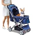 Noodoky Pet Stroller for Cats Dogs Rabbit with Reversible Handle, Dog Stroller for Small or Medium Animal up to 40 Pounds, Doggie Bunny Stroller Carriage