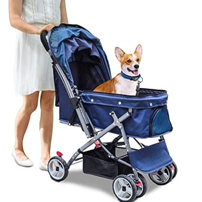 Noodoky Pet Stroller for Cats Dogs Rabbit with Reversible Handle, Dog Stroller for Small or Medium Animal up to 40 Pounds, Doggie Bunny Stroller Carriage