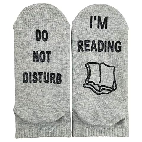 Himozoo Novelty Do Not Disturb I'm Reading Anti Skid Ankle Socks, Funny Gifts for Men Women (Grey) Cover