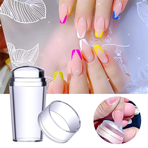 Ncana Nail Art Stamper,Silicone Clear Stamping Jelly With Nail Scraper,Transparent Art Stamping Stamp Kit Diy Nail Art Decor Tools #TOP2