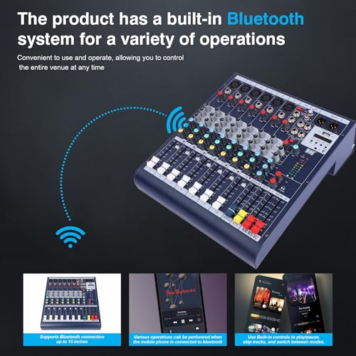 Image of MX 8-Channel Professional Audio Mixer with Bluetooth, USB, MP3 Player - DJ Console with Mic /Line Inputs, Stereo FX, Live Sound Mixer for Recording, Streaming, Karaoke, Stage & Events