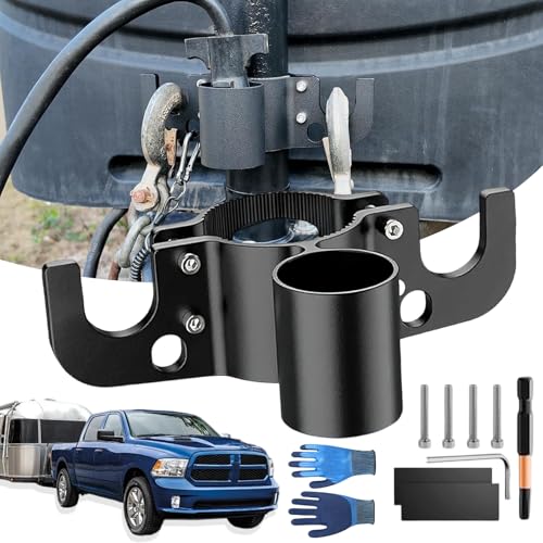 Aluminum Trailer Chain Holder - 2026 New Aluminum RV Towing Chain Organizer & 7-Way Plug Holder Heavy Duty Anti-Rust Cable Wire Harness Holder for 2 2 Tongue Jack RV Camper Towing (1 Set)