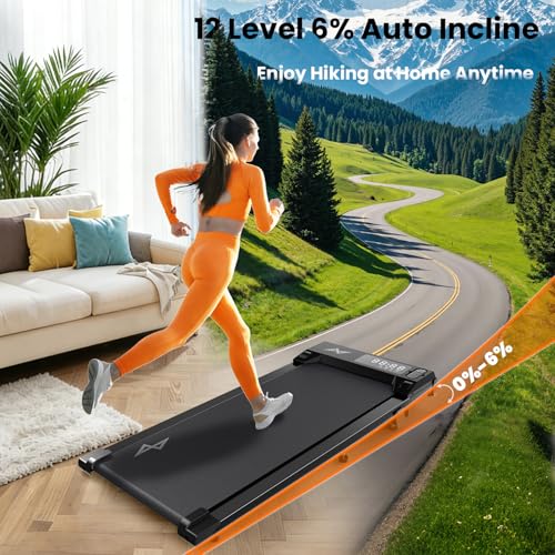 Image of AXV Treadmills Walking pad with Incline Under Desk Treadmill for Home, Portable Slim Compact Treadmill Walk Running Machine with Adjustable Speed,Remote Control, LED Display