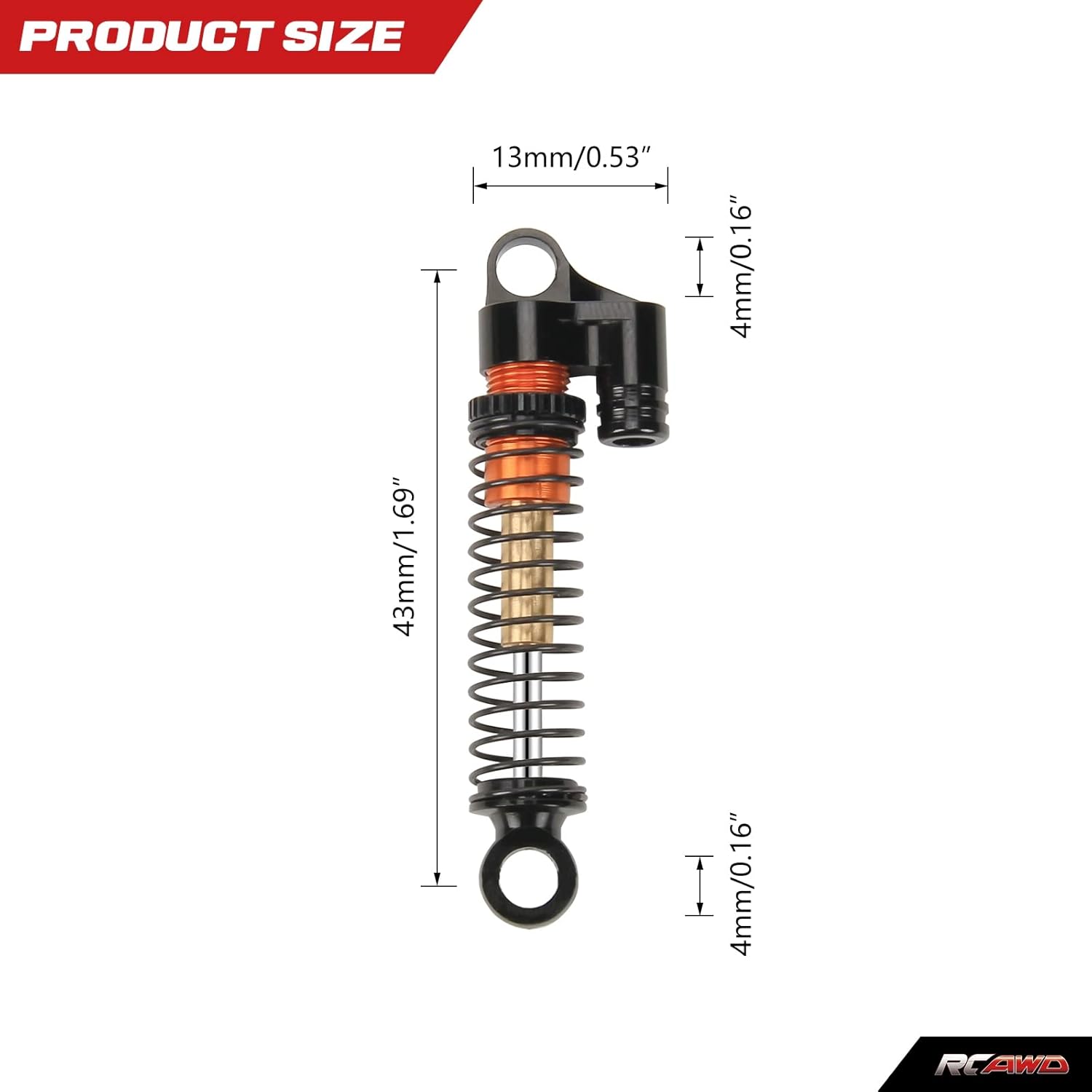 RCAWD for 1/24 Axial SCX24 Upgrades Double Long Stroke Shock Absorber Crawlers, RC Shocks Damper Front & Rear Aluminum Parts for AXI90081 AXI00001 AXI00002 AXI00005 AXI00006 Black