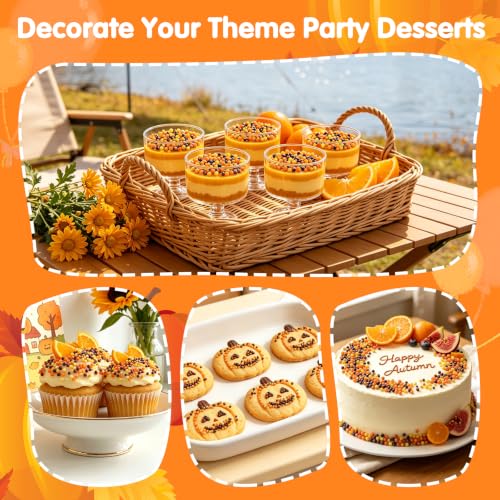 Image of Edible Fall Nonpareils,Orange Brown Yellow Sprinkles for Cake Decorating