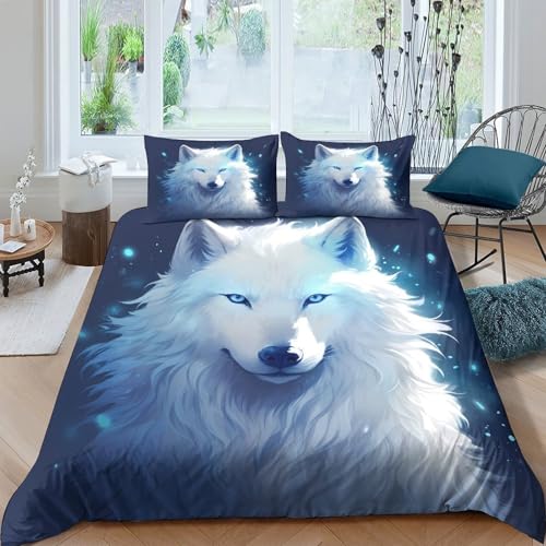 Housse de couette microfibre 140x200 respirante résistante loup - 4
