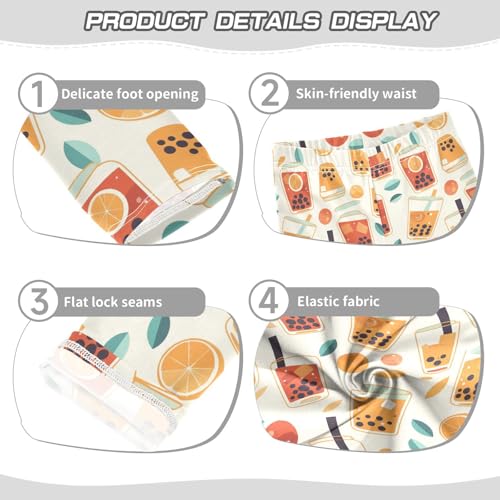 KLL Bubble Tea Pattern Toddler Girl Athletic Leggings Stretchy Full Length Athleisure Pants Running3