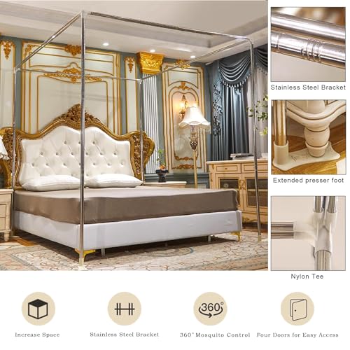 Moustiquaire de lit baldaquin princesse double couche avec support - 6