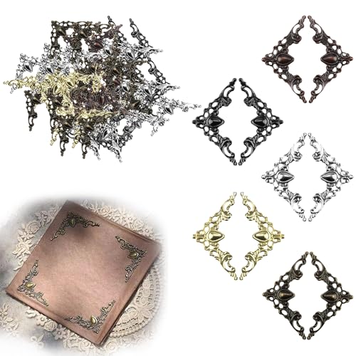 60Pcs Vintage Metal Book Corner Protectors (5 Colors)