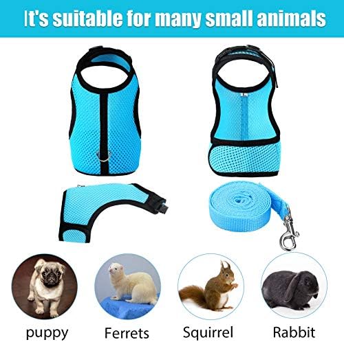 Miniatura 5 de SATINIOR Arnés de conejo con correa, lindo chaleco de malla transpirable con hebilla ajustable para gatitos, cachorros, mascotas pequeñas,