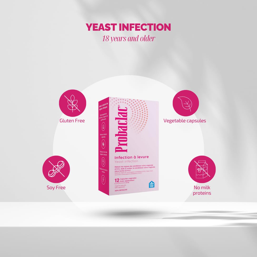 Probaclac Vaginal Probiotic Capsules for Yeast Infection Treatment & Balance Support, Helps Maintain Intimate Flora, Helps Treat (rVVC) , (12) Vaginal Capsules with Applicator, Dairy Free, Gluten Free, Soy Free (1) - 4
