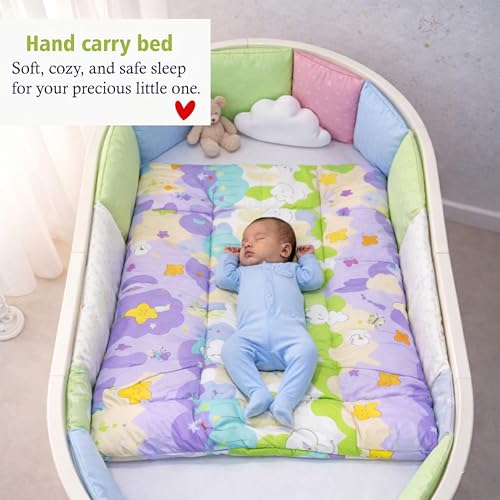Image of Fareto Combo of Baby Nest | Net with Bed | Carry Bag | 4 Pcs Bedding Set(0-6 Months) (Fullset Nest) (New Star Purpal)