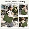 Captain Blues Tote Bag for Women with Zip, Large Capacity Work Bag with Compartments & Pockets, Soft Cotton Lining, for College, Teacher, Uni, School, Travel, Shopping (Green) #5
