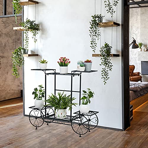 Unho Metal Plant Stand Indoor: 6 Tier Garden Cart Flower Planter Pot Holder Parisian Style Wrought Iron Display Shelf Rack Decorating Garden Home Patio Condo Porch #TOP4
