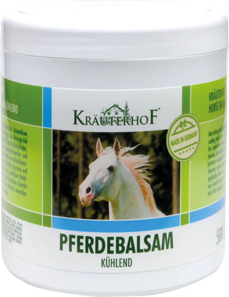 Bálsamo Caballo Bote Grande 500 ml Alivia Las Tensiones Musculares Ideal Masaje Deportivo Gel con Efecto Frio Fabricado con Extractos de Plantas Alivio del Dolor Castaño de Indias Árnica Romero