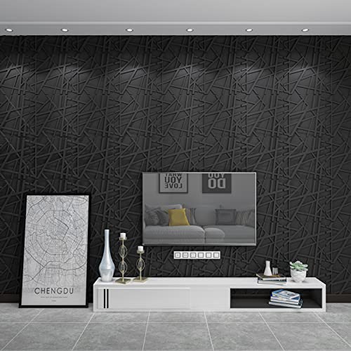 Art3d 19.7" x 19.7" (Pack of 12) Wall Panel Stripes, Black