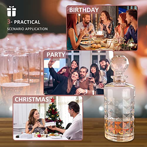 Whiskey Decanter With Sealed Irregular Stopper,Novel Lead-Free Crystal Glass Bottle,Gift For Friends,Glass Decanters For Vodka,Wine, Liquor ,Juice And Water(Small Diamond) #TOP6