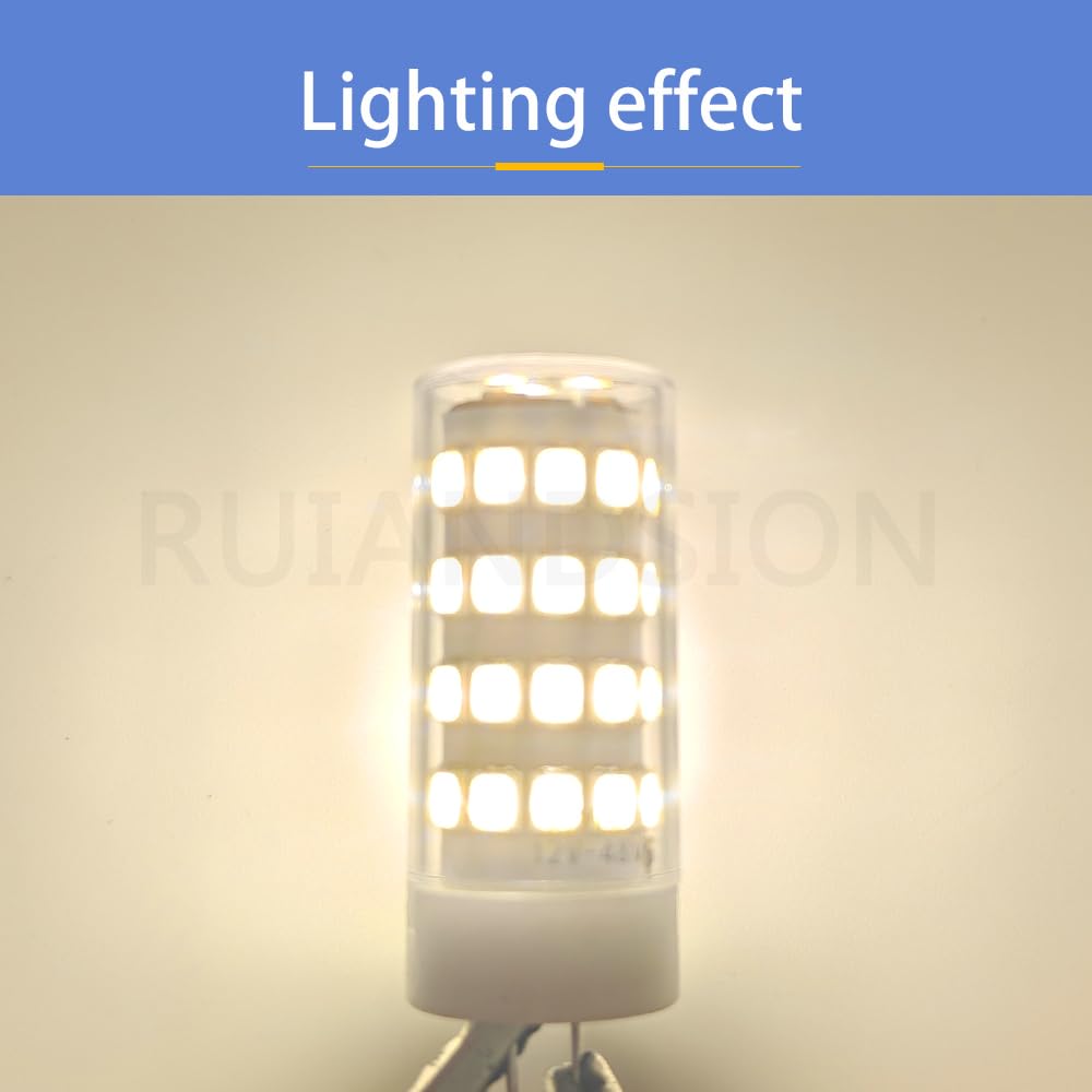 Ruiandsion Bombilla G4 LED 3W 85-265V cerámica pack 10 ahorro energía | Sin parpadeo dañino, luz 360°, adecuada caravanas y jardines