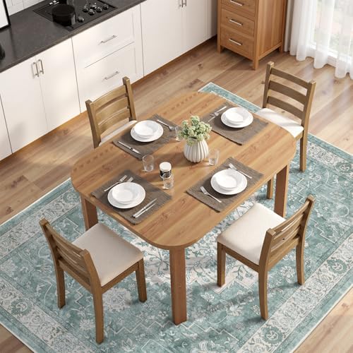 Dotiiorug Boho Washable Area Rug for Living Room,5x7 Low Pile Non Slip Carpet Kitchen Dining Room Soft Indoor Stain Resistant Bedroom Rug Non-Shedding Green — view 5