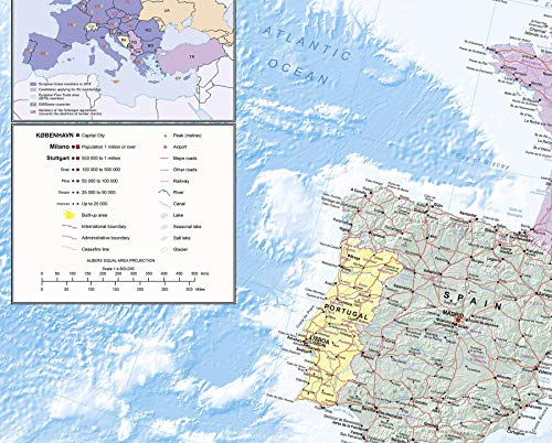 Close Up XXL Europakarte Poster | mit Flaggen & zahlreichen Infos über Europa | detailliert - Premium Weltkarte Plakat | 135 x 100 cm
