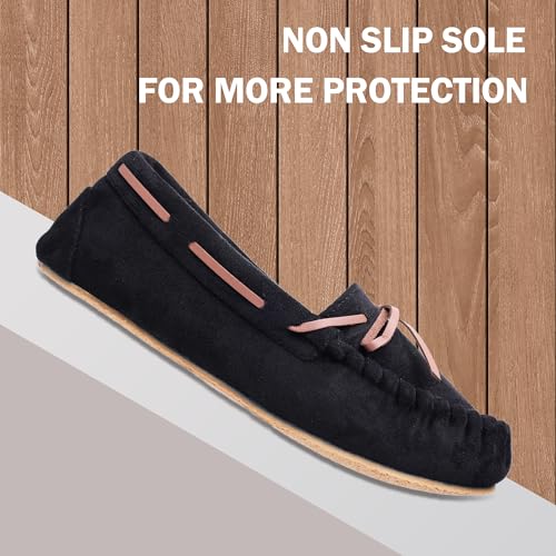 Women's House Slippers Moccasins Slippers Indoor Outdoor Cozy Faux Fur Micro Suede Slip on Loafer House Shoes3