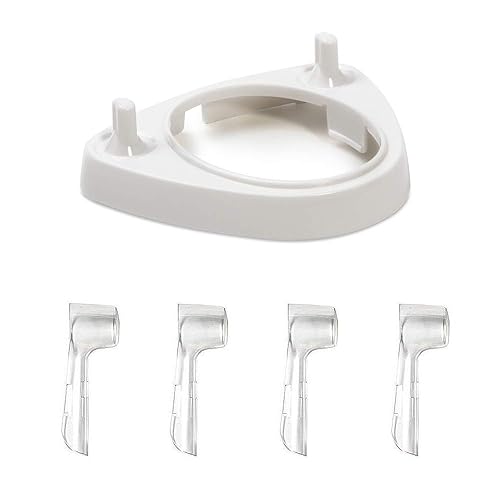 Estación de carga de plástico de seguridad alimentaria con almacenamiento de cabezal de cepillo y 4 cabezales de cepillo de dientes, cubiertas a