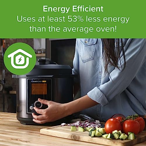 Drew&Cole CleverChef Pro 6-in-1 Digital Pressure Cooker 5.7L - Multicooker, Slow Cooker, Soup Maker, Rice Cooker, Sous Vide - Free Recipe App - Energy Efficient Cooking - Non-Stick Coating - Black - Image 5