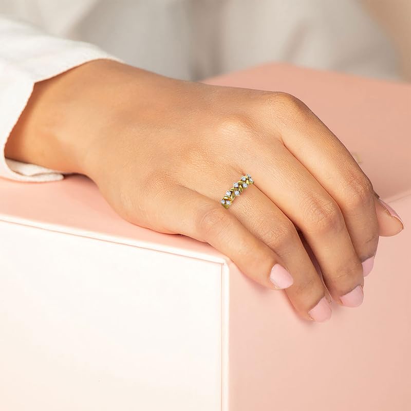 Image of KISNA 14k / 18k Real Gold & Diamond Ring | Diwali, Rakhi Rakshabandhan Gift for Sister /Bhabhi /Women | With Certificate of Authenticity & BIS-Hallmarked Gold Jewellery | Justine Ring