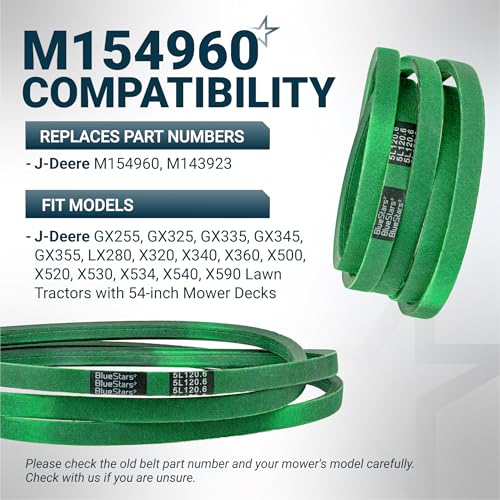 Image of [Upgraded Grip120] BlueStars M154960 Secondary Deck Belt 5 /8 inch x 120.6 inch