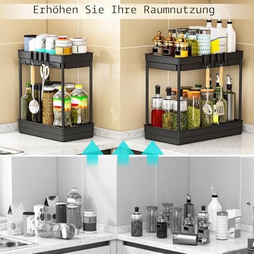TidyTrove Küchen Organizer - Küchenschrank Organizer,2 Stück Spülschrank Organizer Unter Waschbecken Regal,Badezimmer,Küchenorganizer,Mehrzweck-Organisation für Küche,Schwarz 4