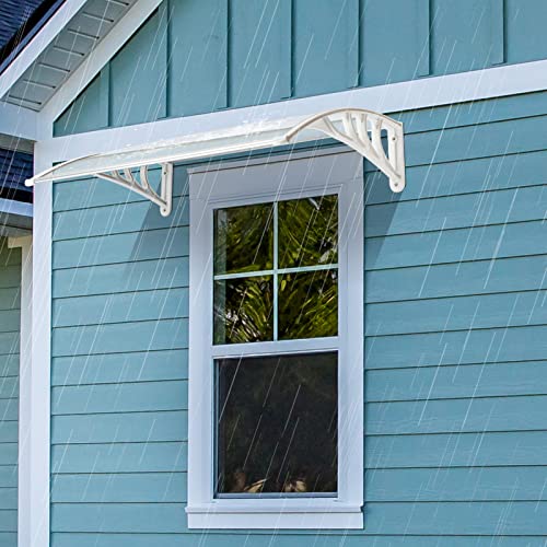 Awnings-for-Doors-Windows-40×32-Polycarbonate-Door-Window-Awnings-Exterior-Patio-Entry-Door-Front-Door-Overhang-Awning-Canopy-for-Rain-Shutter-Snow-and-UV-Protection-Hollow-Sheet-Clear-Board Awnings for Doors Windows 40×32 Polycarbonate Door Window Awnings Exterior Patio Entry Door Front Door Overhang Awning Canopy for Rain Shutter Snow and UV Protection Hollow Sheet Clear Board