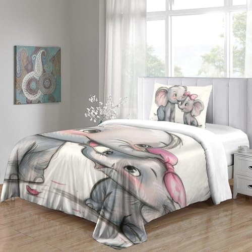 Housse de couette éléphants et fourmis 3D en microfibre 135x200cm - 5