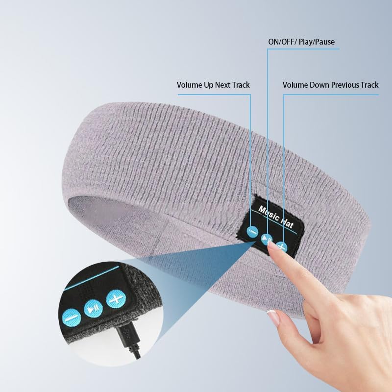 Sleep Headphones Wireless, Bluetooth Sports Headband Headphones with Ultra-Thin HD Stereo Speakers Perfect for Sleeping,Workout,Jogging,Yoga,Insomnia, Air Travel, Meditation White image 7 of 7 B0D4YTRN7T