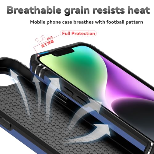 for iPhone 17E / iPhone 16E Case, with Camera Lens Cover HD Screen Protector, Dual Layer Military-Grade Drop Tested Magnetic Ring Holder Kickstand Protective Phone Case for iPhone 16E /17E (Navy Blue) - image 8
