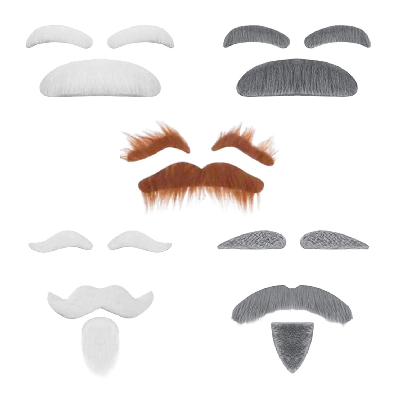 Eowvisn Grey 1 Set Of Simulation Beard, 1 Piece Of Brown Beard Eyebrow Set, Self-Adhesive Funny, Play Grandpa Accessories, Suitable For Role-Playing, Makeup Party, Christmas.