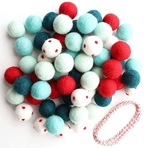 Miniatura 3 de Mini Felt Factory  Felt Ball DIY Christmas Garland Wool 1 inch Poms Ornament Set Red Bright Seasonal Winter Home Mantel Decor  White Craft Project