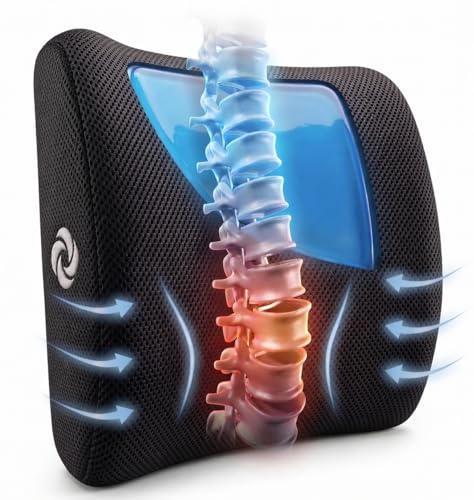 Image of Samsonite Cooling Memory Foam Lumbar Support Pillow for Office Chair, Gaming Chair & Car Seat Automotive Ergonomic Back Cushion, Home Office Essentials, Sitting Comfort and Posture Relief Back Support