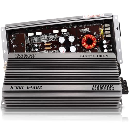 Image of Sundown Audio SAE-100.4 Class A/B 4-Channel Amplifier - 100W x 4 @ 4Ω - High-Fidelity Car Speaker Amp with Variable Filters & Advanced Protection