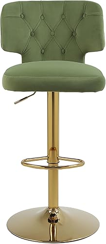 2 taburetes de bar modernos de altura de mostrador con parte trasera tapizada giratoria ajustable para cocina, isla restaurante, aguacate, verde,