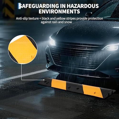 Garvee 3.3FT Rubber Speed Bump for Road,40 in Cable Protector Ramp, 22,000 LB Capacity Modular Traffic Speed Humps with Expansion Screws, 2 Channel for Parking Lot, School, Durable & Portable by Garvee - Image 6