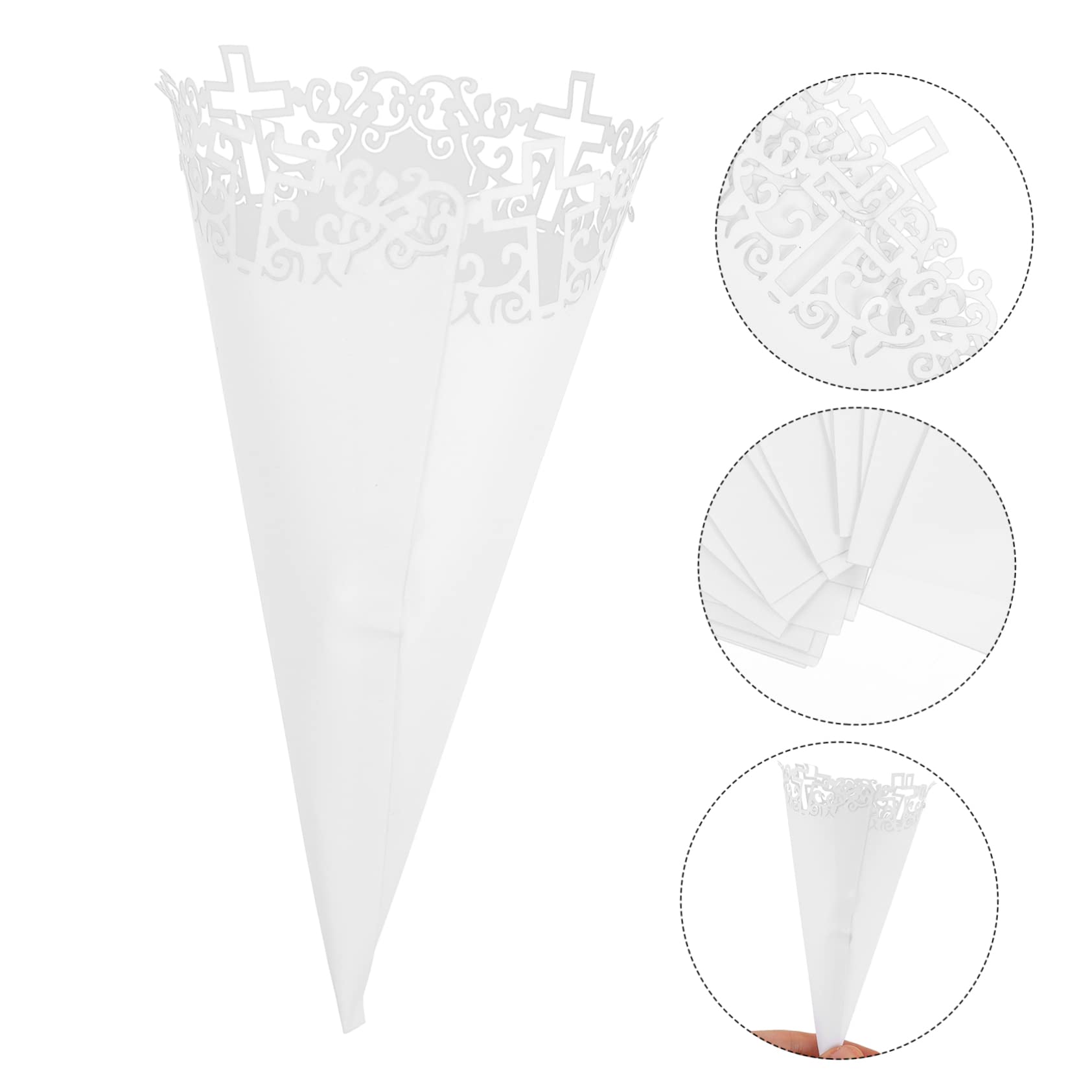 SHINEOFI 100piezas Conos Para Confeti De Boda Diseño De Encaje Hueco Sostenedores De Flores y Pétalos Decoración Para Ceremonias y Fiestas