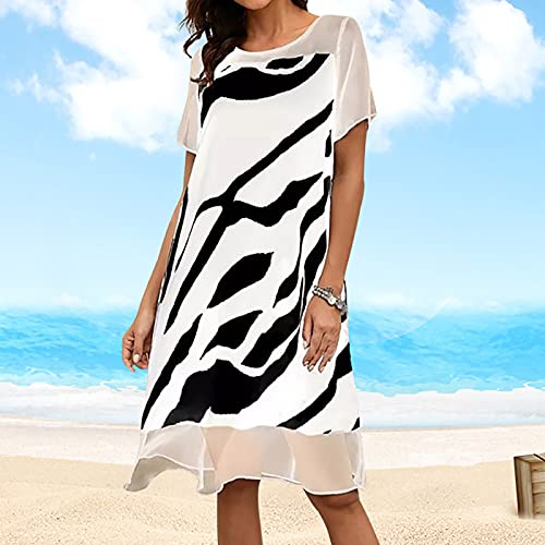 STKOOBQ Vestido feminino midi de manga curta com gola redonda e temperamento casual Y2K sexy plus si