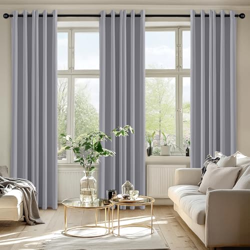Image of MIULEE Blackout Curtains for Bedroom Living Room 2 Panels, Thermal Insulated Room Darkening Drapes Grommet Noise Reducing Light Blocking Window Treatments 72 Inches Long 40x72 Inch Silver Grey