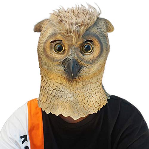 PartyHop Owl Mask Animal Latex Full Head Realistic Bird Masks Fancy Dress for Halloween Carnival Costume Party