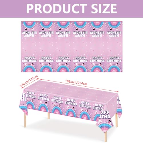 Image of 3PCS Dollhouse Party Tablecloths Birthday Decorations Dollhouse Themed Tablecloths for Child's Girls Party Supplies - 54x108IN