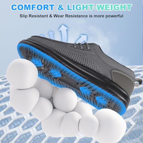 Image of VikoViren Slip On Steel Toe Shoes Men Loafers Safety Work Sneakers | Non Slip, Puncture Proof, Lightweight, Comfortable, Breathable, Indestructible Loafers Construction Shoes, Tennis, Casual