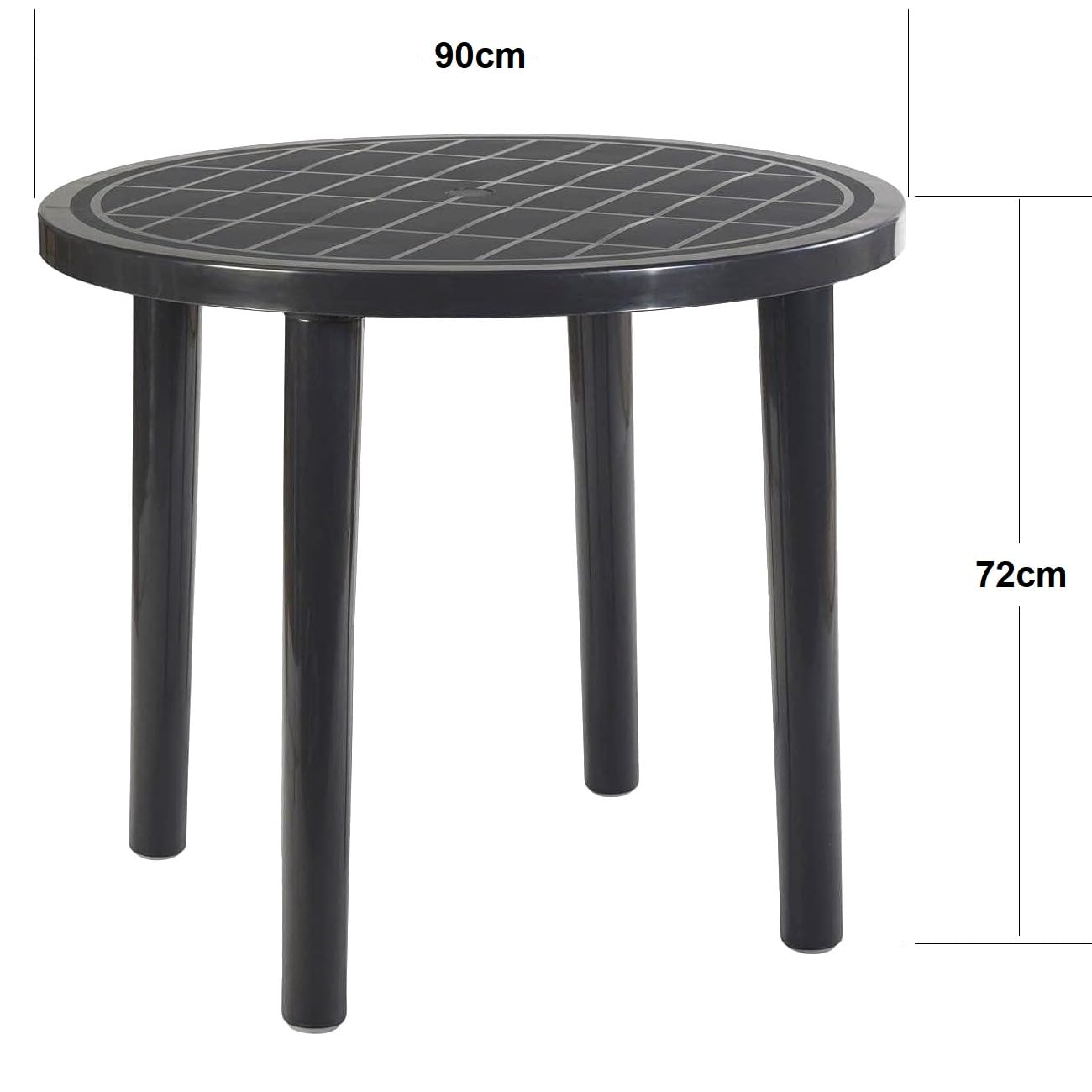 Mesa de Jardín Redonda de Resina Gris Antracita 90x72cm Auxiliar Exterior desmotable portátil, Camping, terraza, Acampada, Playa.
