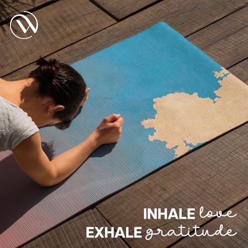 Image of WiseLife PU Natural Rubber Yoga Mat | XL & Extra Wide | Anti-Skid & Slip-Resistant | with Carry Strap - Perfect for Yoga & Workouts (Californication)